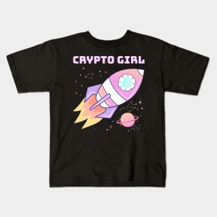 Crypto Girl, pink rocket Kids T-Shirt